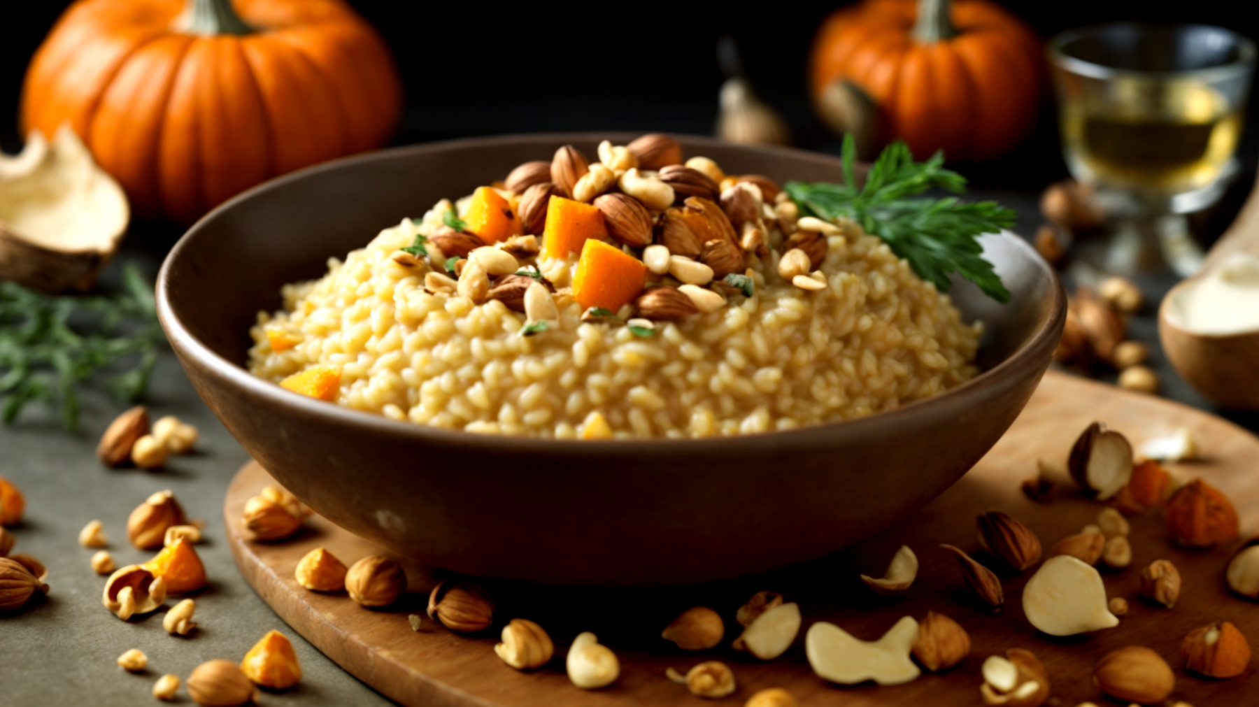 Risotto zucca nocciole piatto autunnale"