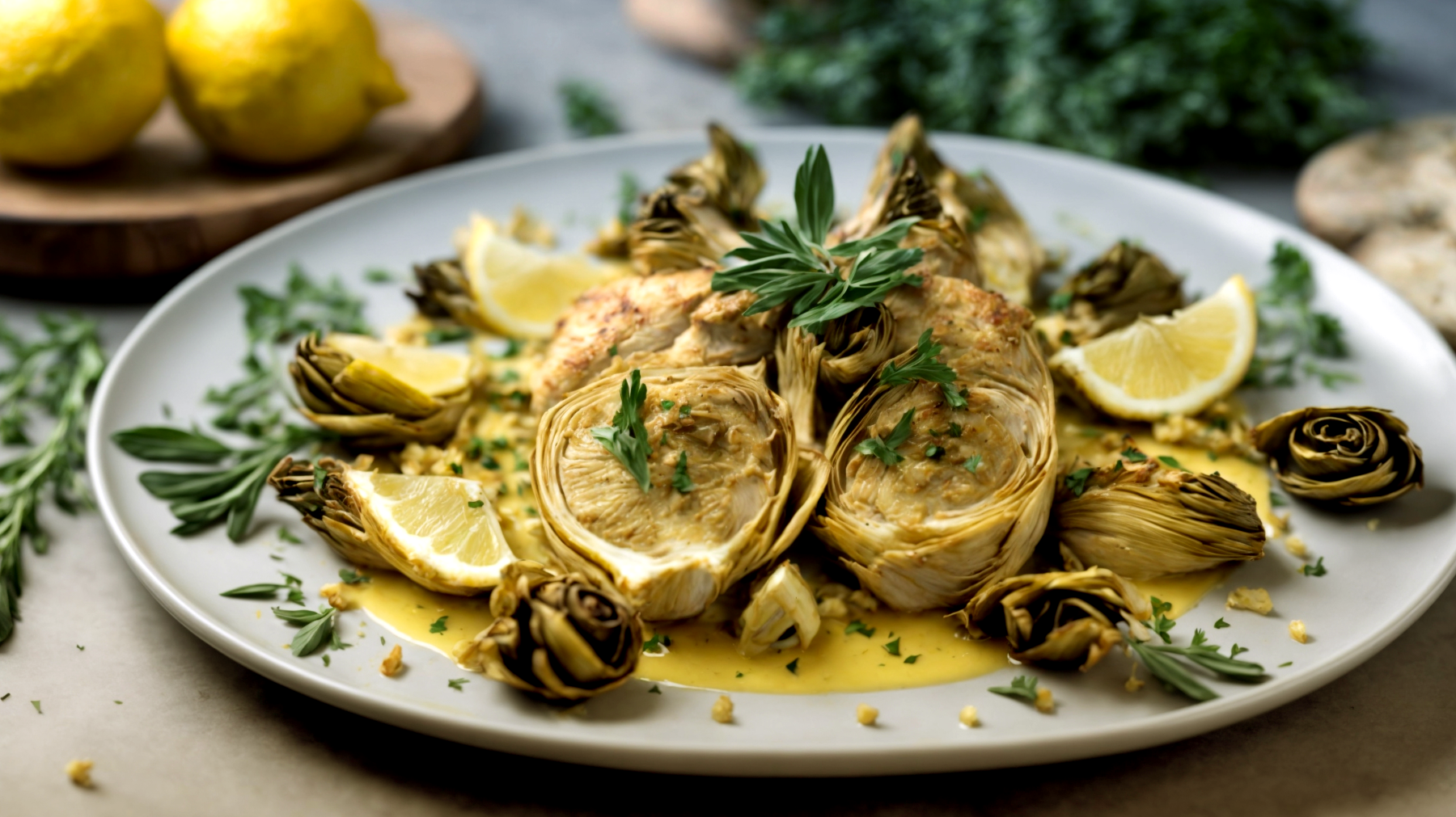 Pollo al limone carciofi croccanti limoni freschi"