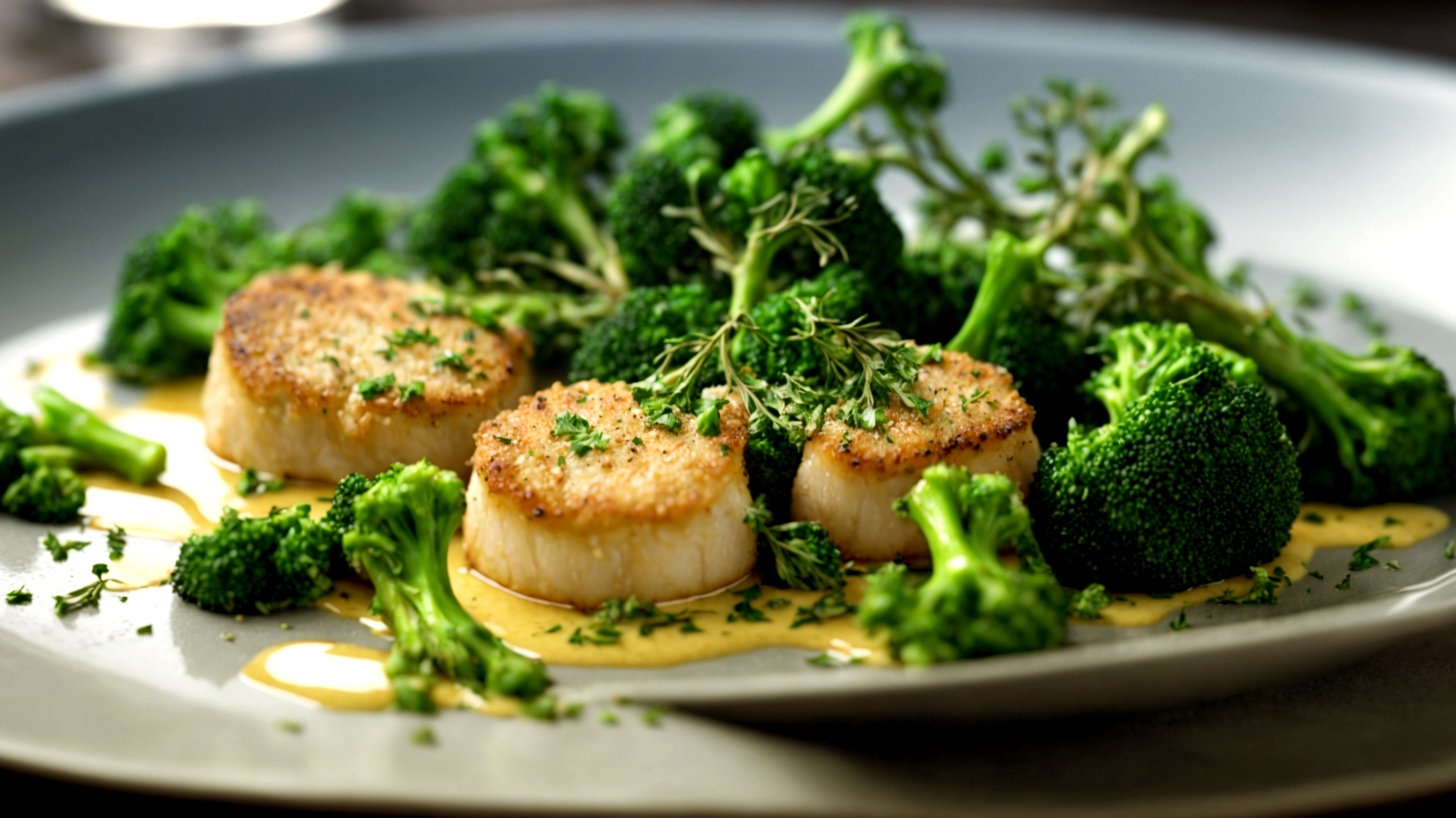 Scaloppine di vitello broccoli pangrattato croccante"