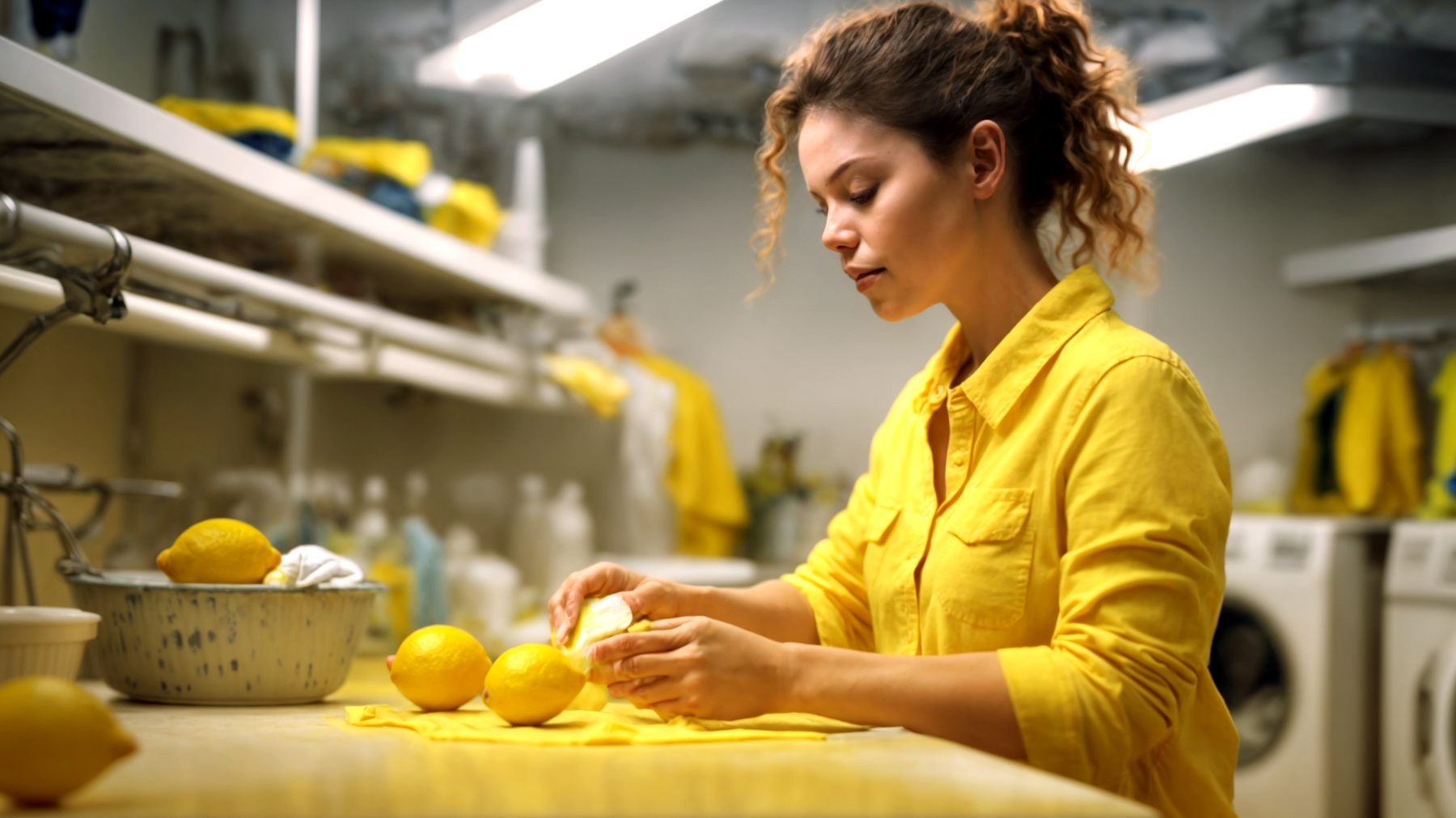 Camicia gialla bicarbonato limone"