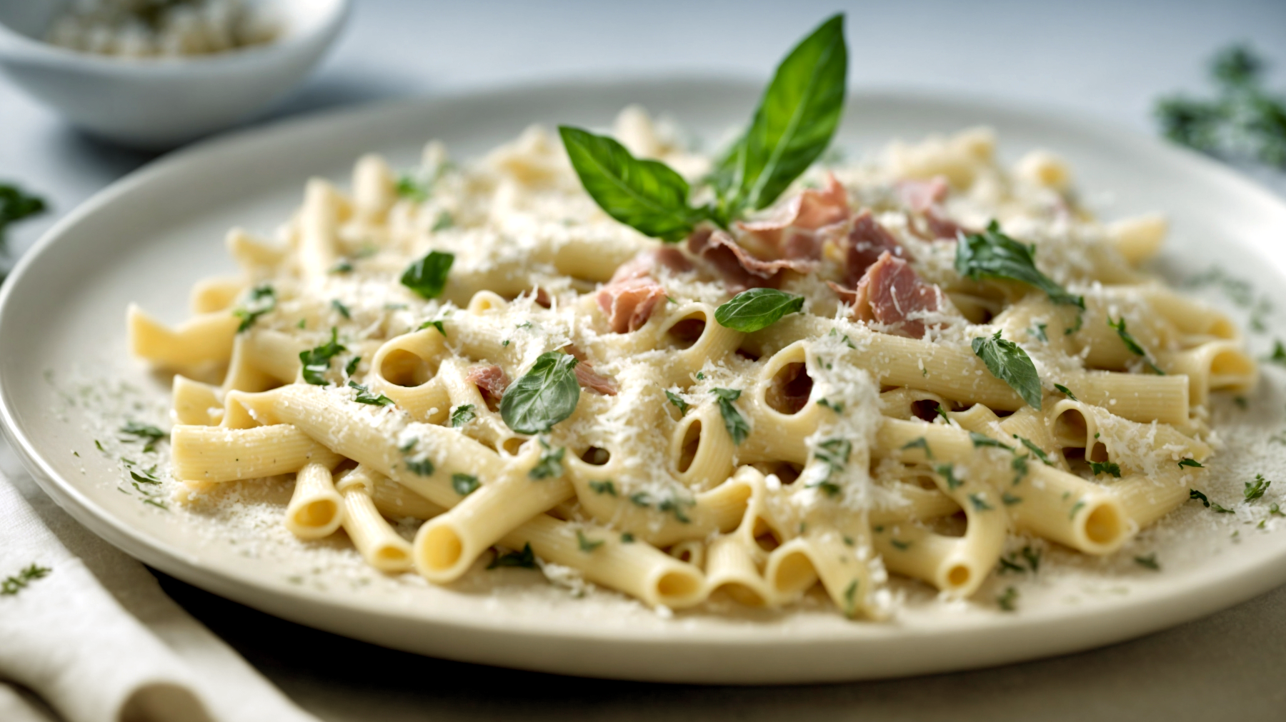 Garganelli cicoria prosciutto crudo"