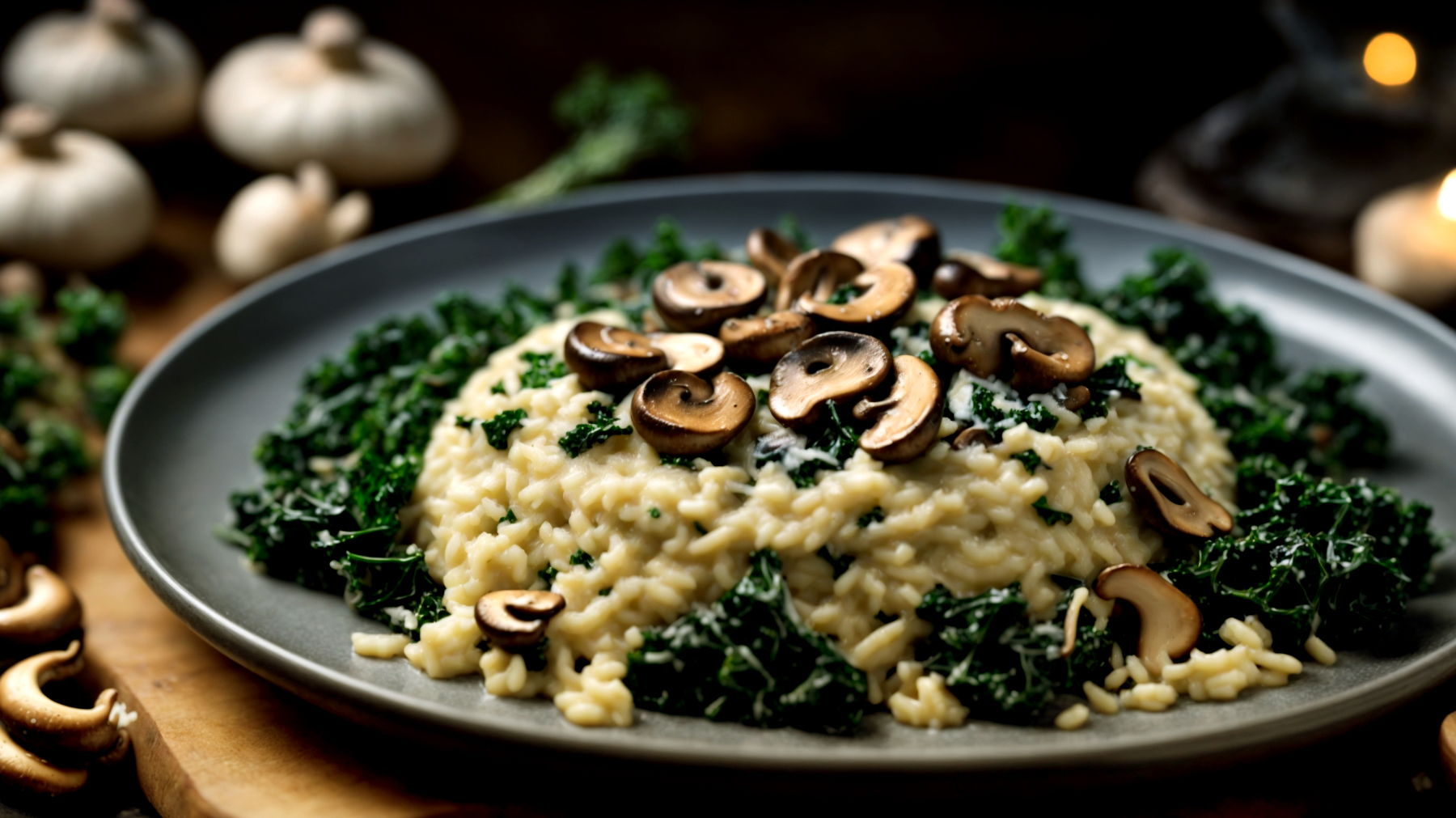 Riso funghi cavolo verza"