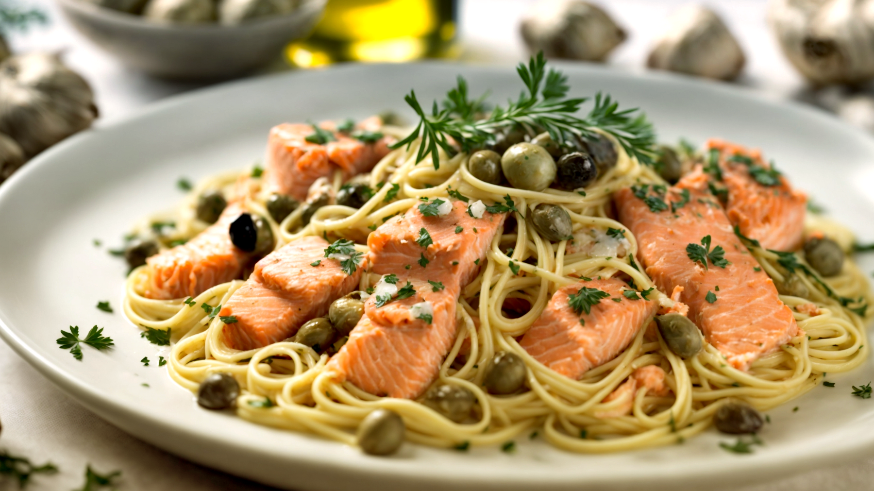 salmone carciofi spaghetti"