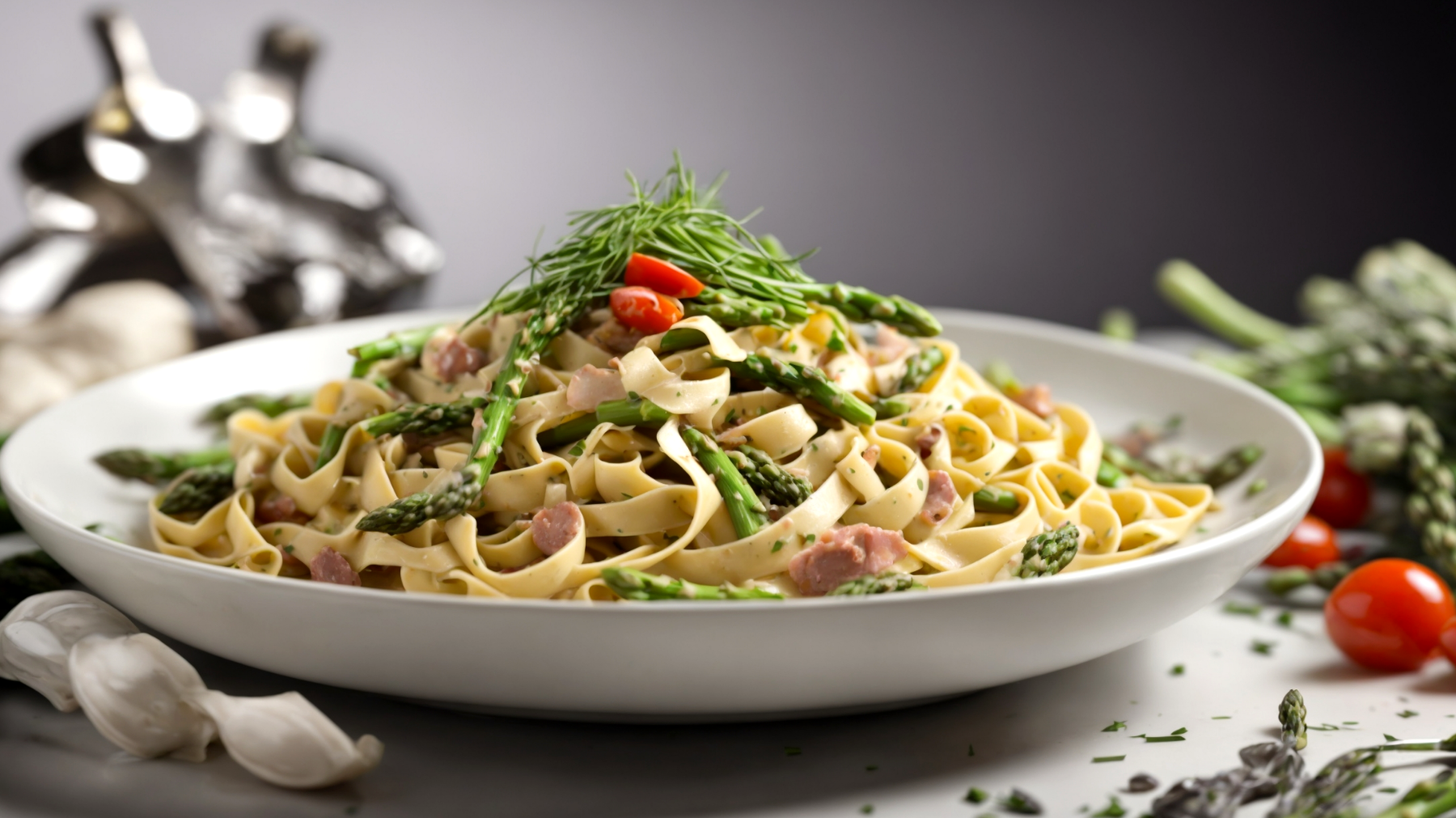 Tagliatelle speck asparagi"