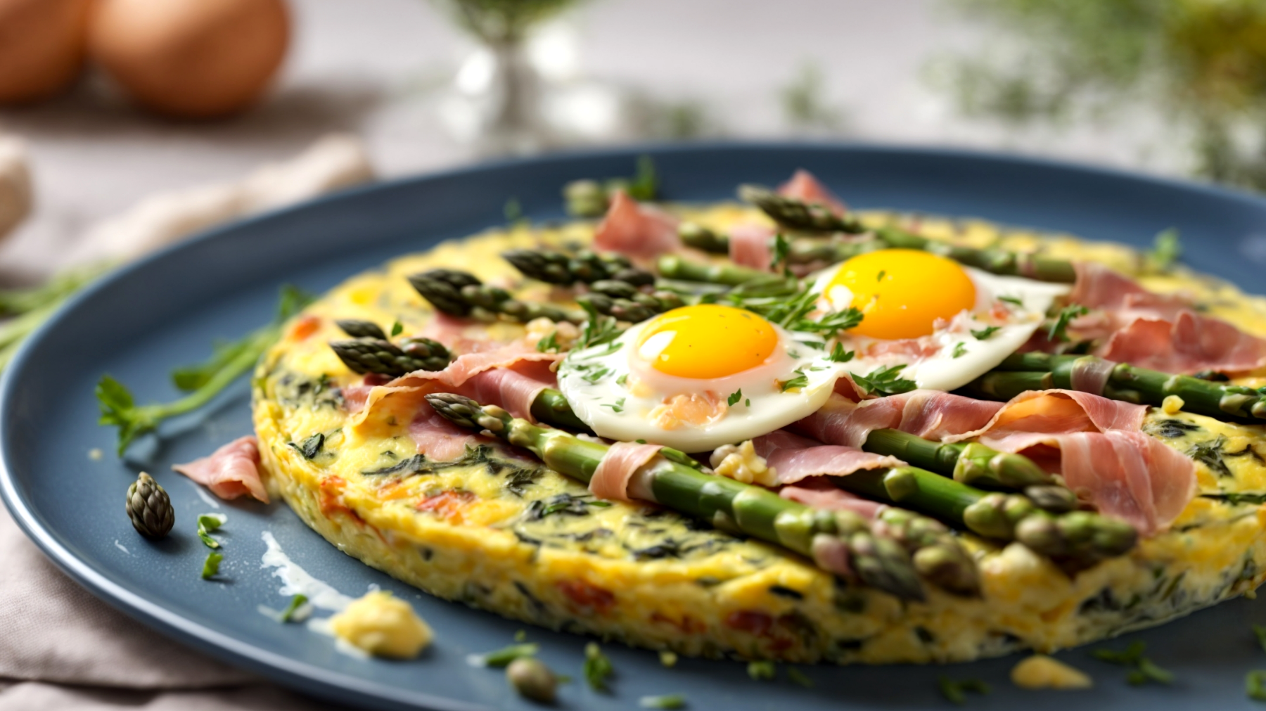 Uova asparagi prosciutto crudo di Parma"